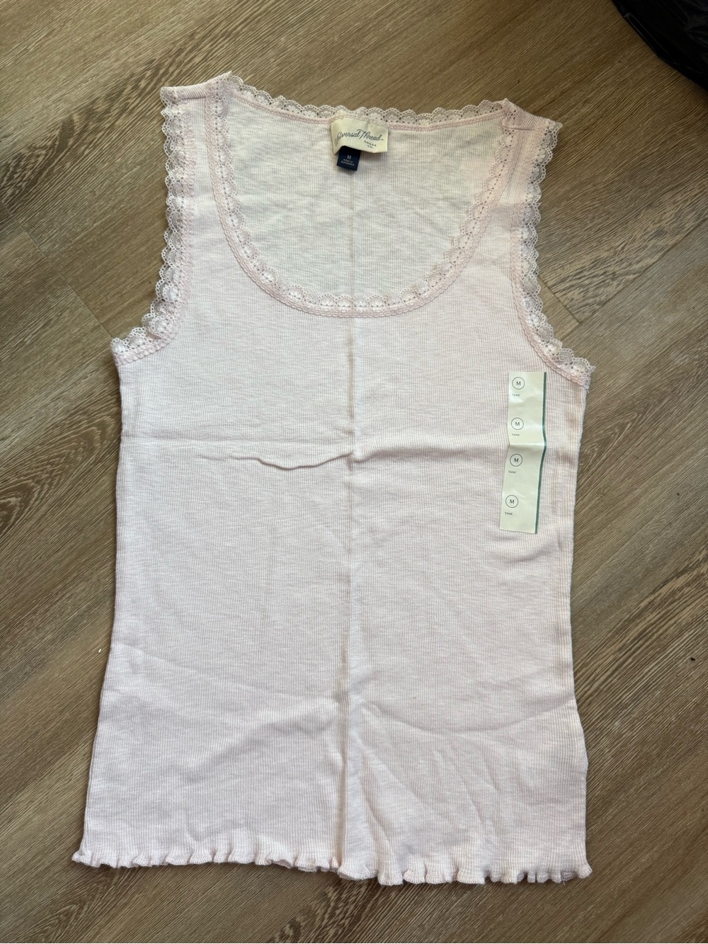 Universal Thread Light Pink Lace-Trim Tank Top